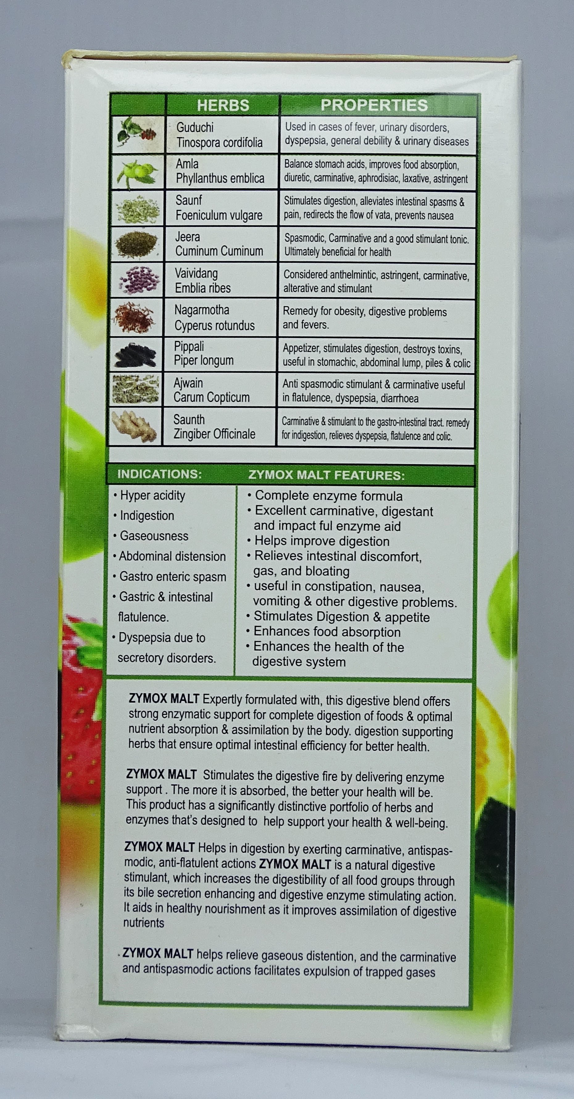 Zymox Malt Fruit Packing