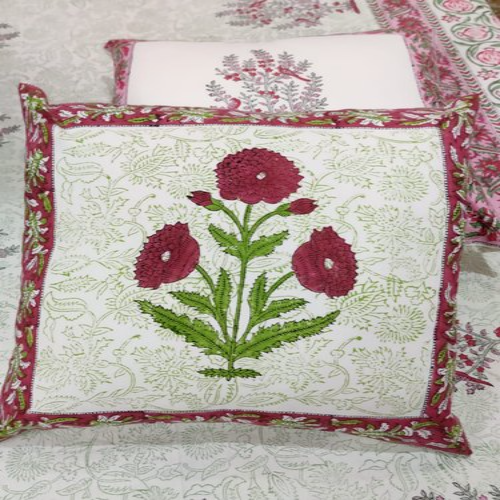 Hand Block Print Floral Cushion Cover Boho Case