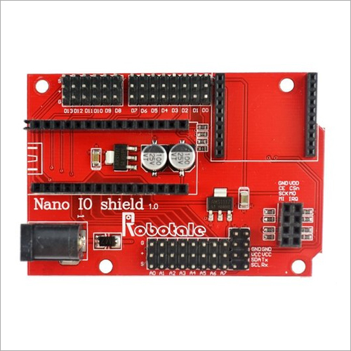 328P IO Nano Shield Expansion Board - Rigid Red, 3.3V Output Voltage, 14 I/O Pins, 8 Analog Pins, 6 PWM Pins, 5 I2C Expansion Pins, 7-12V Power Supply