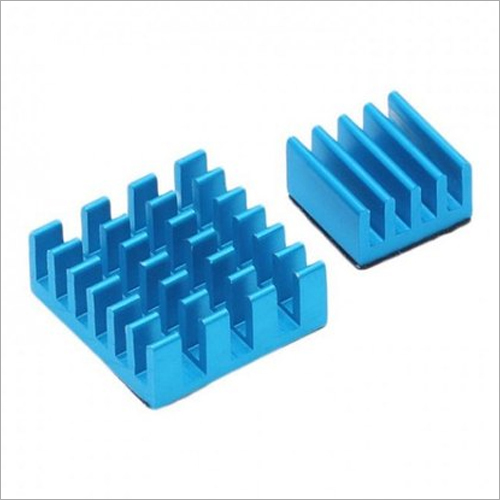 Blue Aluminum Heatsink Set - Large 14x14x7mm & Small 9x9x5mm Dimensions, 4x7 & 5 Teeth for Raspberry Pi Use