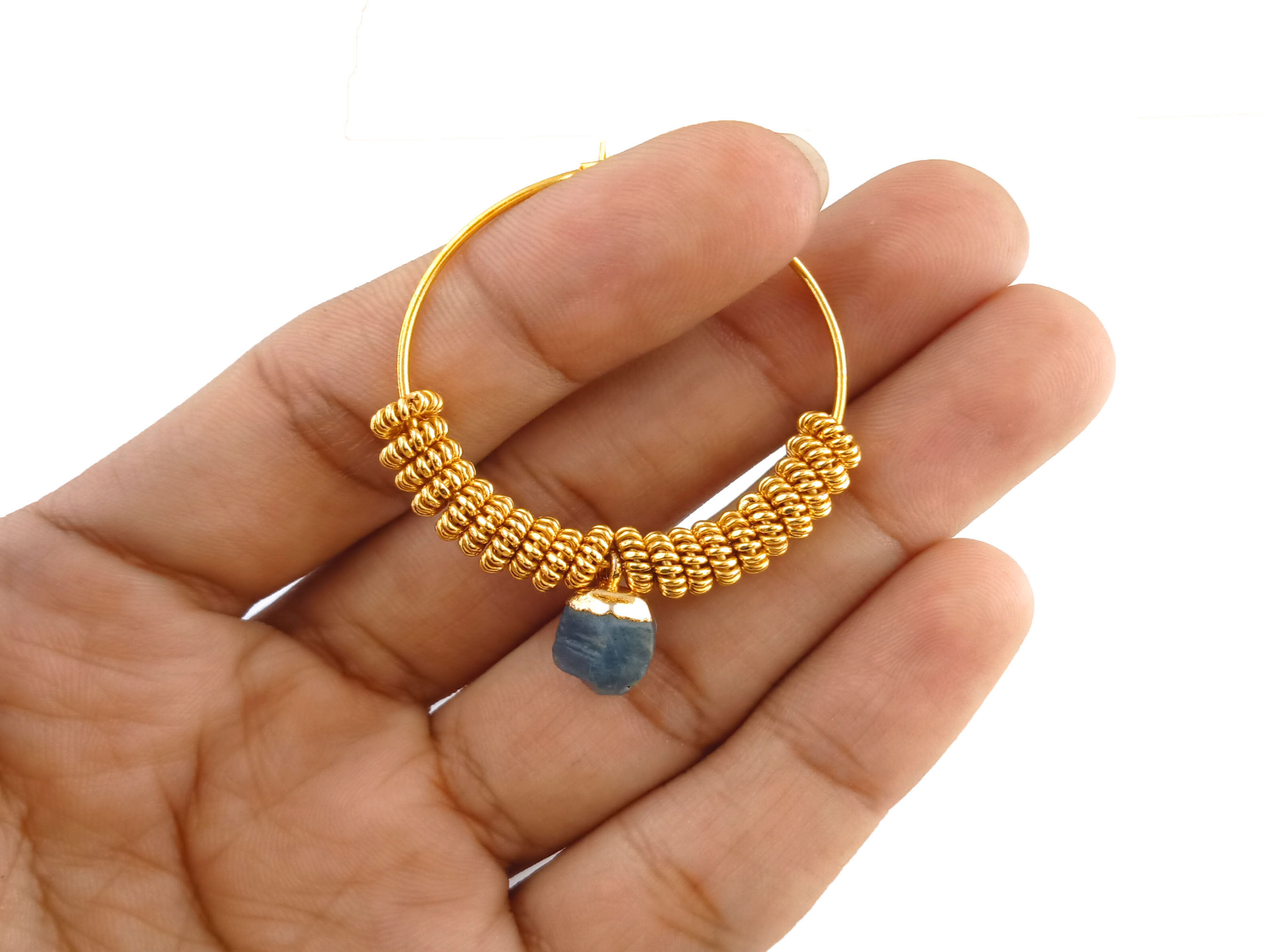 Raw Hoop Earrings - Natural Rough Earrings - Hoop Earrings - Gold Plated Hoop Earring