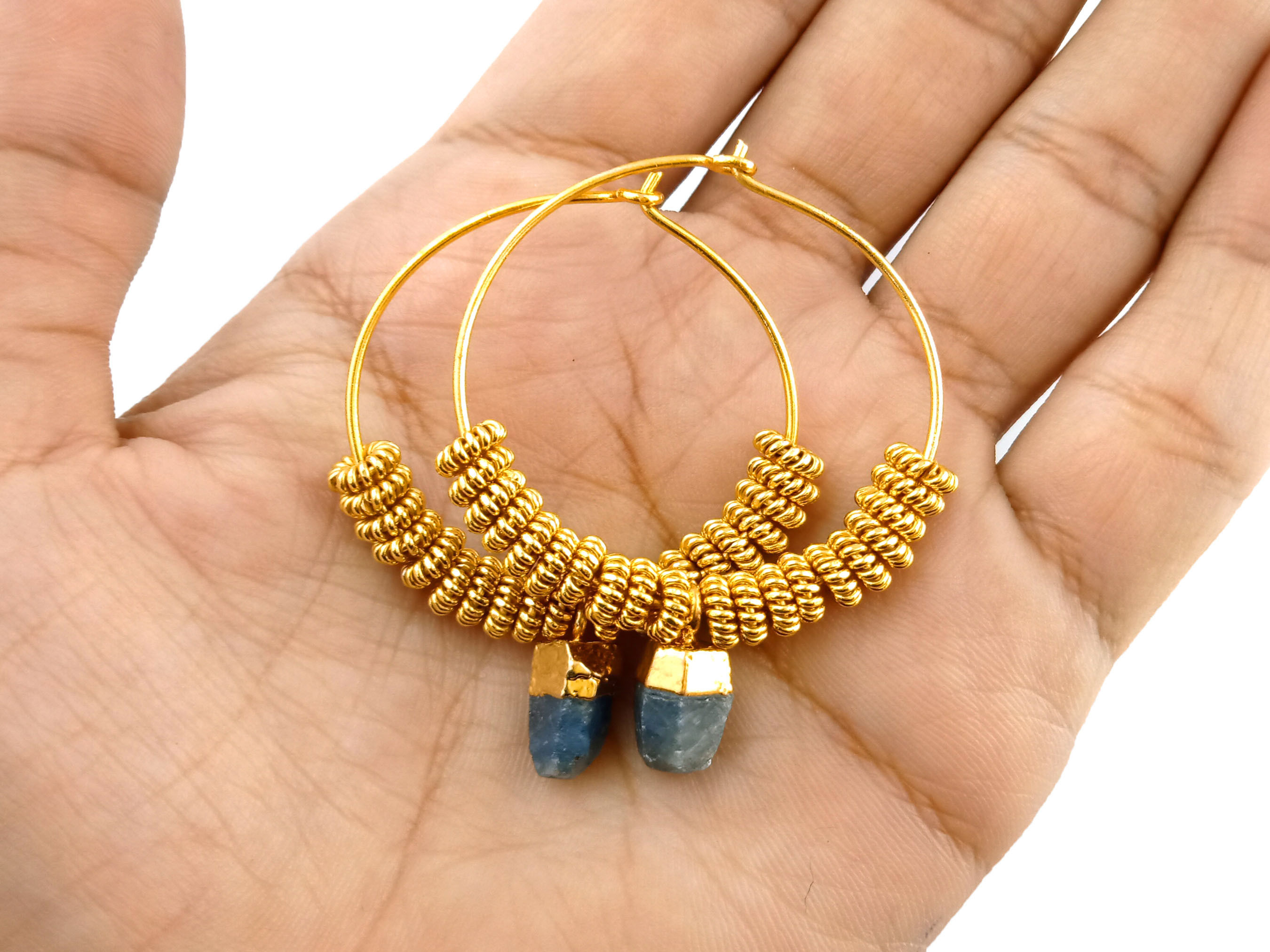 Raw Hoop Earrings - Natural Rough Earrings - Hoop Earrings - Gold Plated Hoop Earring