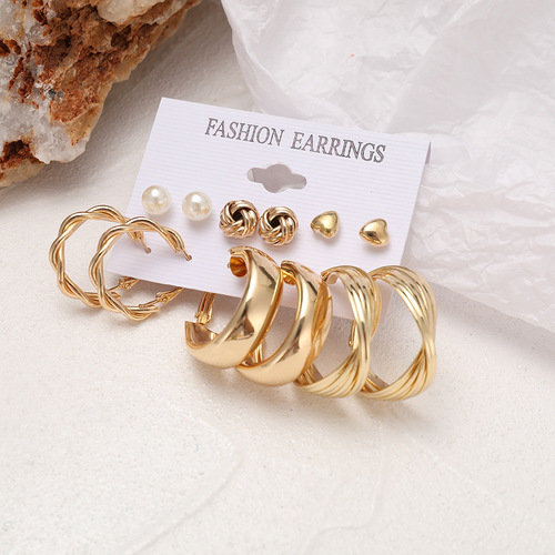Vembley Beautiful Gold Plated 6 Pair Earrings Hoop and Stud Earrings For Women and Girls
