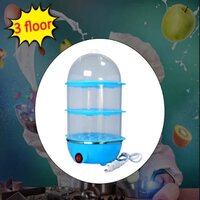 3 Floor Egg Boiler Electric Cooker - Stainless Steel Heating Plate, 16x17x23 Cm Size, Blue Color, 21 Egg Capacity, Easy One-button Operation, 10-minute Cooking