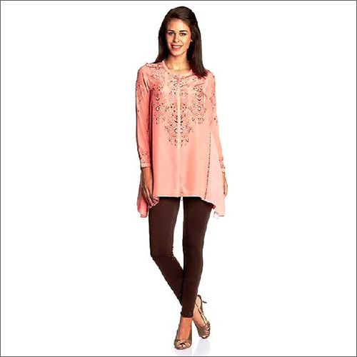 Pink Ladies Fancy Short Kurta