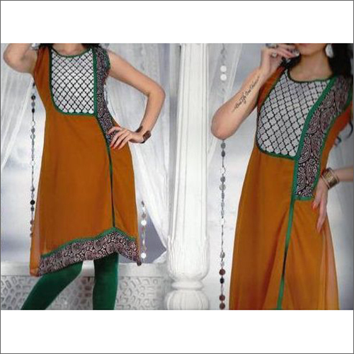 Mustard Ladies Embroidered Kurti