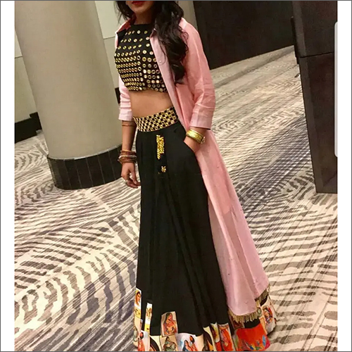 Pink-black Ladies Designer Lehenga Choli