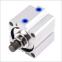 Compact Pneumatic Cylinder - Aluminum, Square Shape, Silver Color | Industrial Usage, Powered By Pneumatic Technology