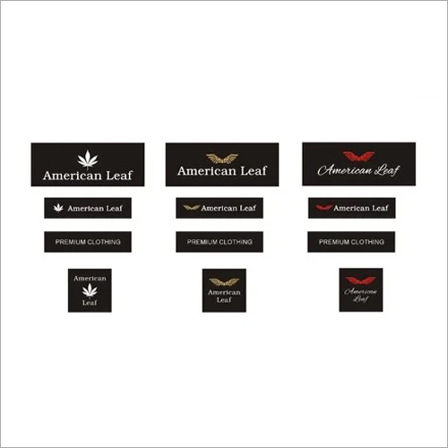 Men TShirt Label - Woven Material, Customized Black Packet , Multicolor Printed Design with Water Activated Adhesive for Garments
