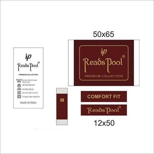 Printed T-Shirt Label - Woven Material, 50 x 65 mm & 12 x 50 mm Sizes | Multicolor, Water Activated Adhesive, Customized Design