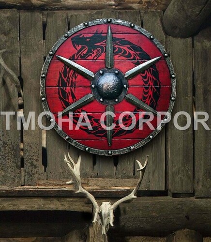 Medieval Shield / Round Shield / Greek Shield / Decorative Shield / Wooden Shield / Armor Shield / Handmade Shield / Decorative Shield MS0233