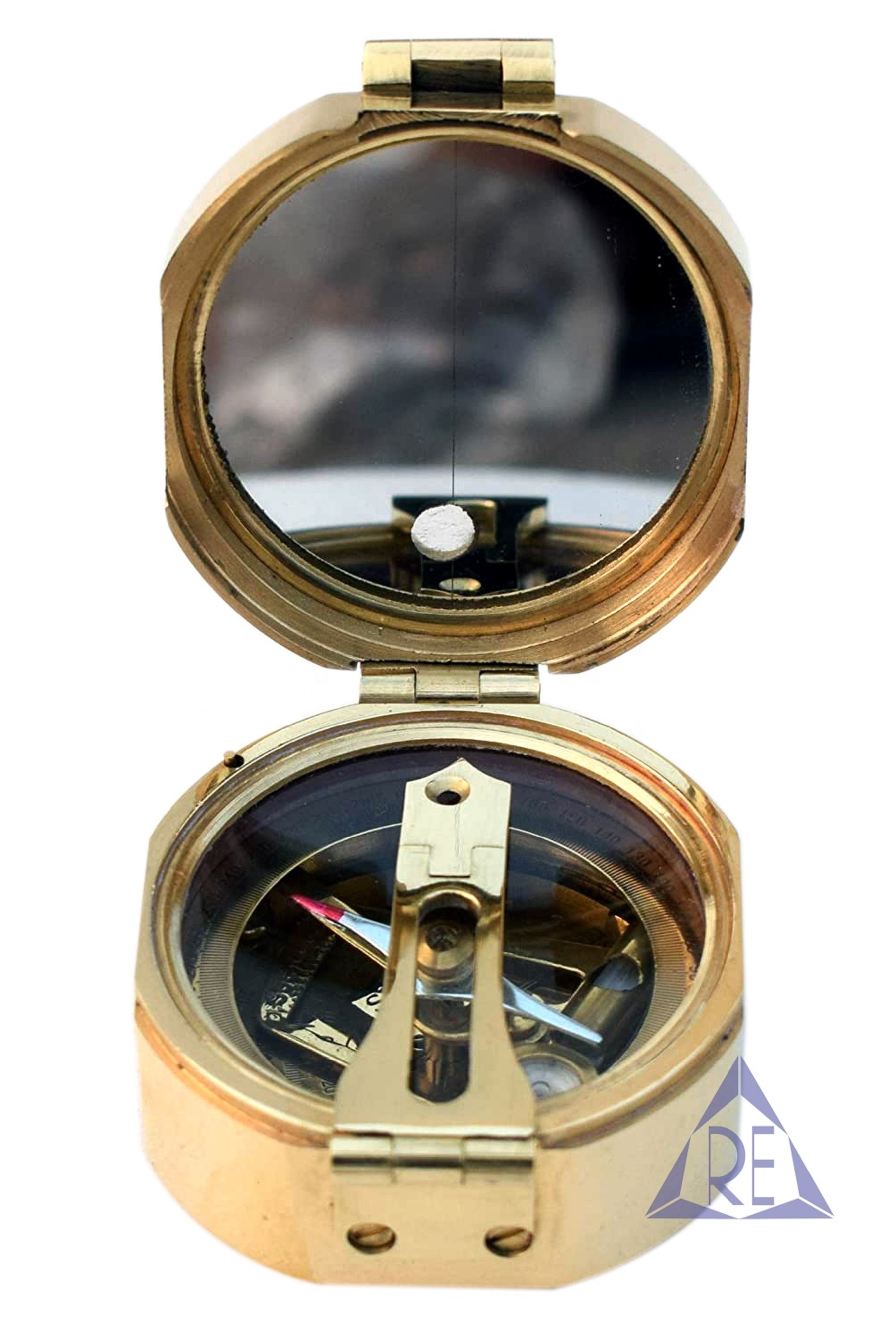Pocket Brass Compass Brunton Antique Handmade Geologic Mapping Compass