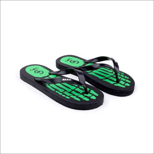 Mens Black And Green Slippers