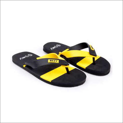 Mens Casual Black And Yellow Slippers