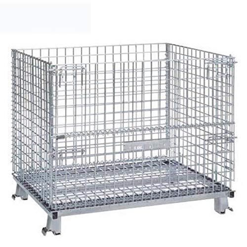 Bigapple Heavy Weight King Foldable galvanized Collapsible Wire Mesh Container rolling metal storage cage 1000  1200  890mm with 500Kg Load Capacity