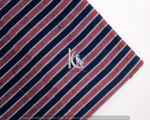 Indian Dabu Multi Color Cotton Stripe Block Print Fabric