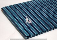 Indigo Blue Dabu Hand Block Stripe Printed Cotton Fabric
