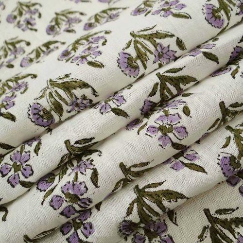 100% Cotton Floral Block Print Fabric