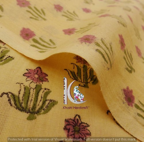 Colorful Small Floral Hand Block Print 100% Cotton Fabric