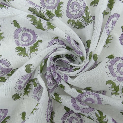 Multi Color Hand Block Floral Small Print Cotton Fabric