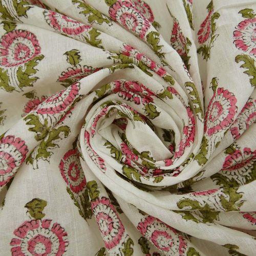 Traditional Hand Block Small Buta Print Fabric