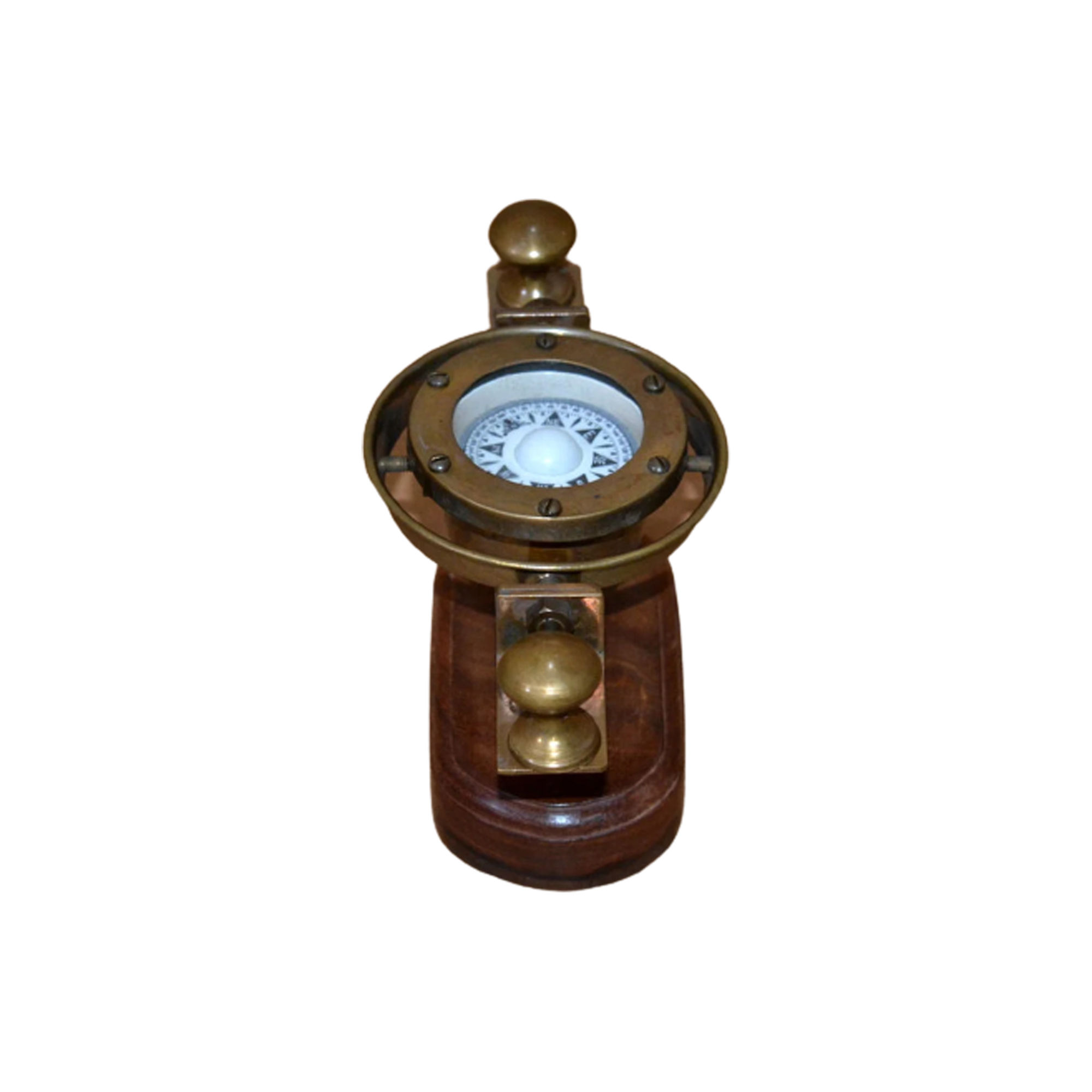Brass Compass With Wooden Base