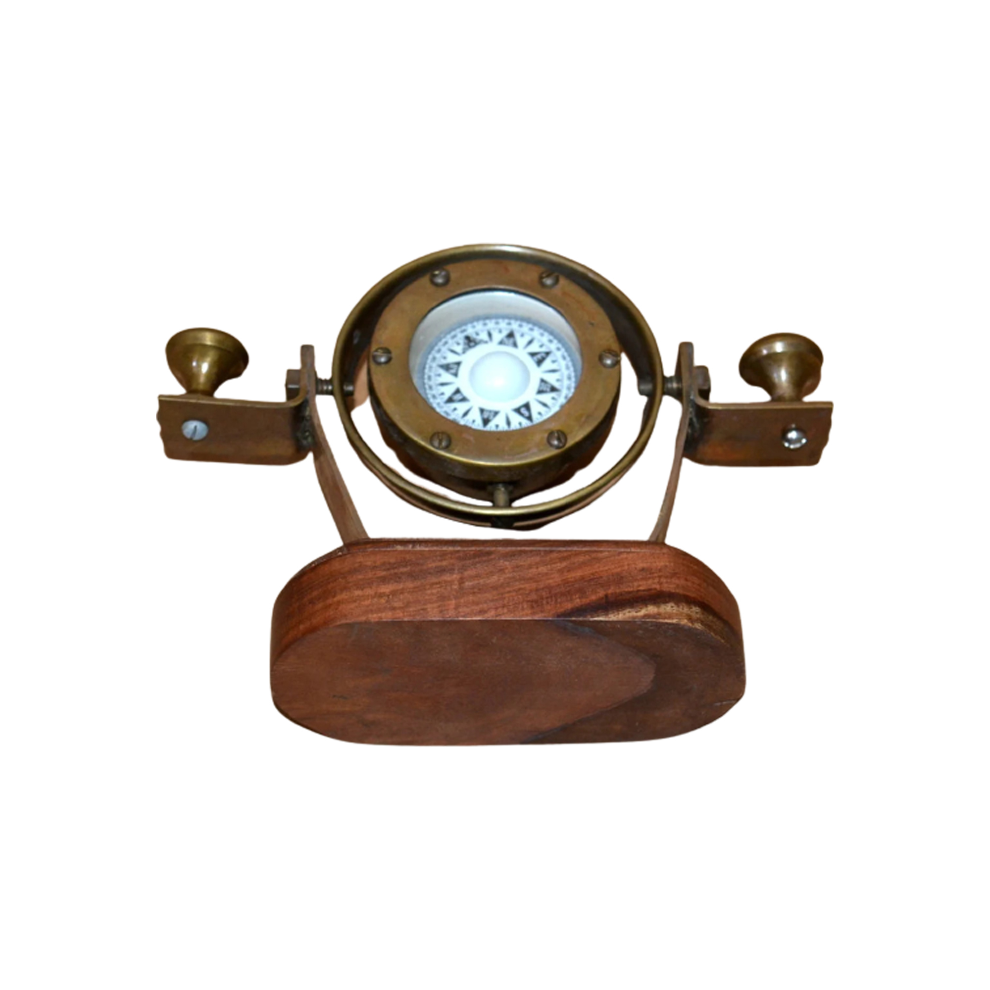 Brass Compass With Wooden Base