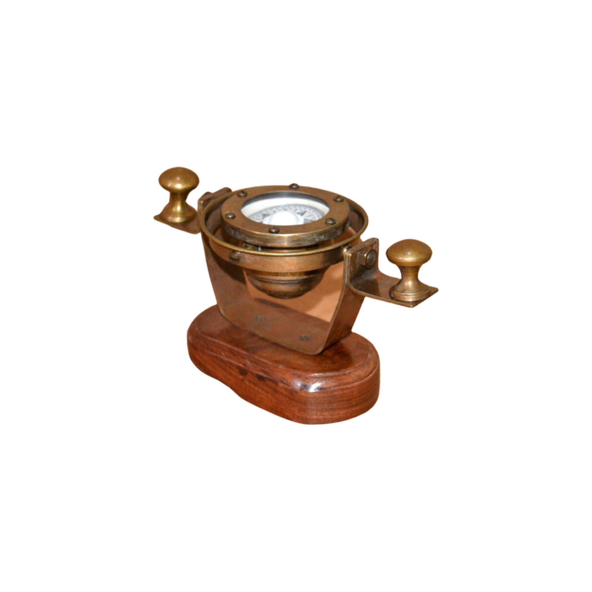 Brass Compass With Wooden Base