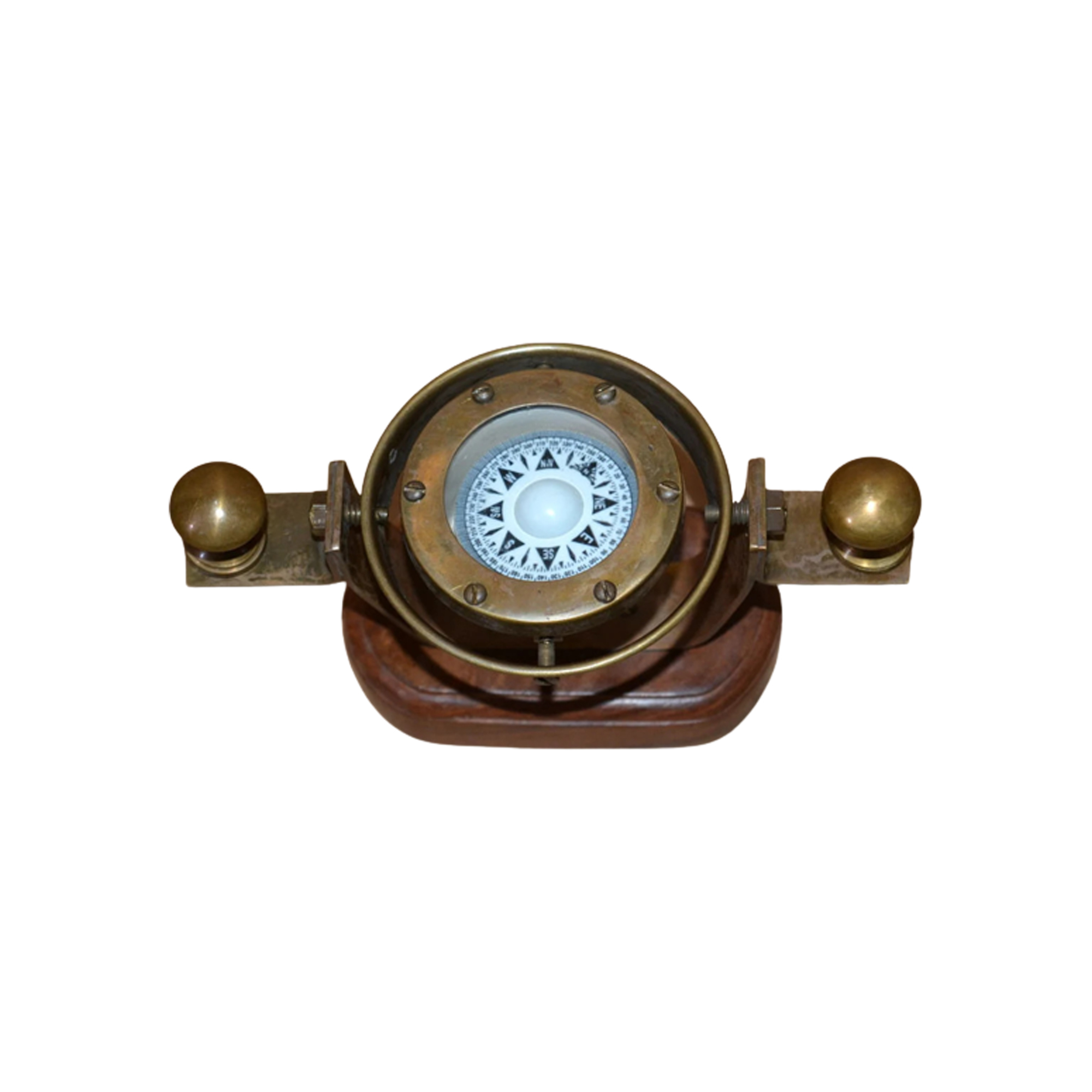 Brass Compass With Wooden Base