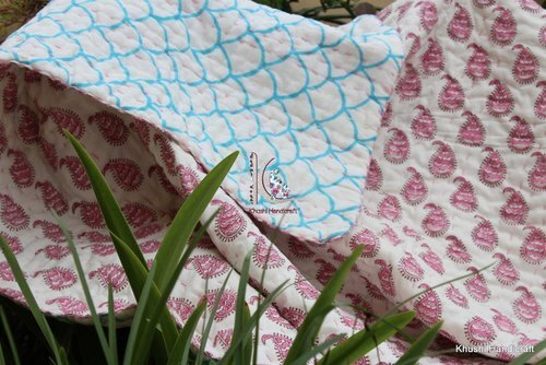 Reversible Floral Printed Baby Boy And Girl Quilt 100% Cotton