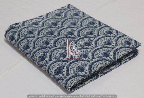 Quick Dry Bagru Hand Block Dabu Print Cotton Fabric Natural Indigo Blue Color Cotton Fabric