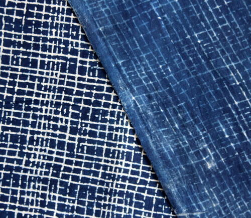 Faces Hand Block Print Indigo Blue Cotton Dabu Fabric
