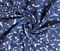 Handmade Block Nature Print Indigo Blue Batik Fabric