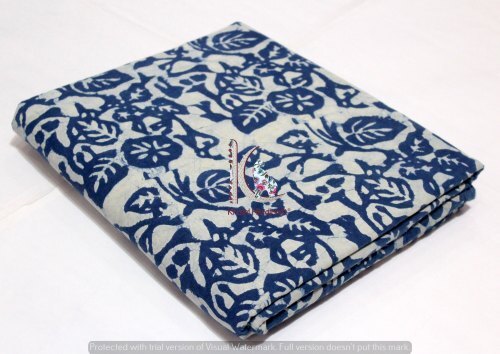 Indigo Sanganeri Hand Block Dabu Fabric
