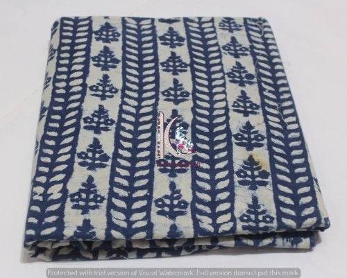 Jaipuri Hand Block Print Dabu Cotton Floral Fabric Vegetable Color