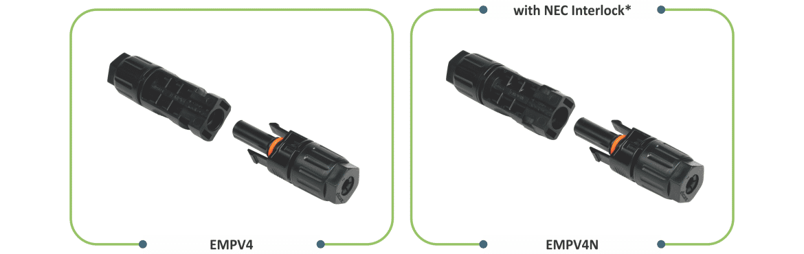 PV Solar Straight connectors EMPV4 and EMPV4N