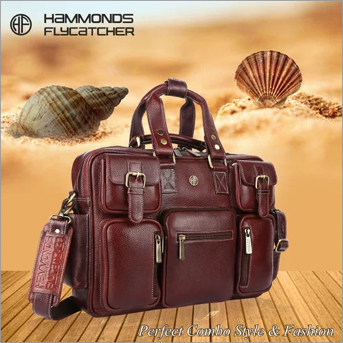 Hammonds Flycatcher Leather Office Bag - 41x9x31 cm, Brown Solid Leather, Zipper Closure, 1-Year Warranty, Men's Shoulder Bag