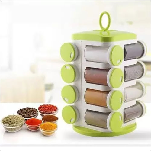 Plastic Multipurpose Green Color Spice Rack With 16 Pcs