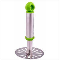 Stainless Steel Potato Masher - Green Pvc Handle | Durable Metal Design