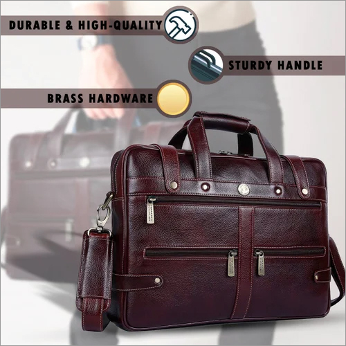 LB110BRWN Brown Leather Office Messenger Bag