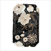 Printed Acrylic Tray - Multicolor Plastic, Hexagon Shape With Floral Print And Black Base For Elegant Food And Drink Serving