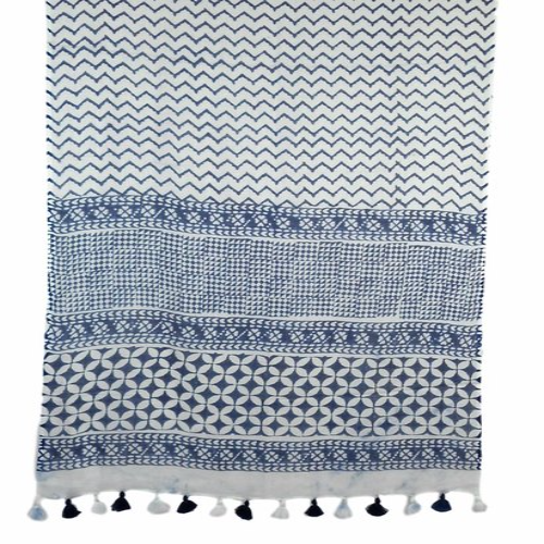 Blue Designer Fancy Woman Stole Cotton Lades Scarf 22x72 Inches