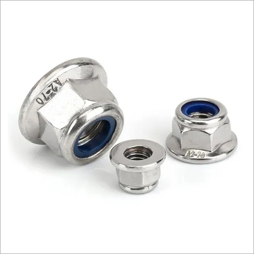 Stainless Steel Hex Flange Nylock Nuts - M6 to M16 Silver | Torque Prevailing with Nylon Insert Integrated Flange Washer for Enhanced Tightness