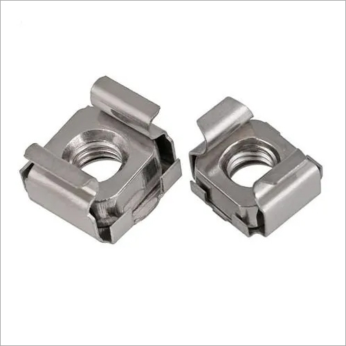 Stainless Steel Cage Nut - Steel, Silver Finish | Spring-Loaded Design, Two-Wing Pinch for Easy Installation, Industrial Use