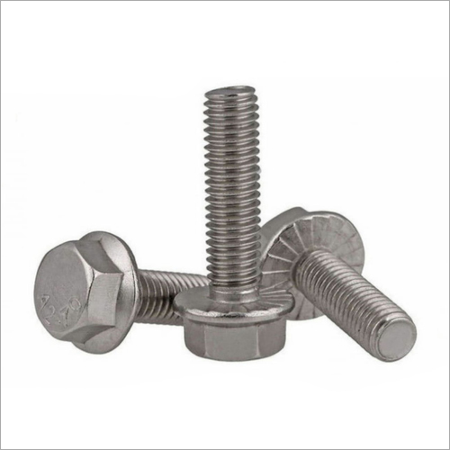 Stainless Steel Hexagonal Flange Bolt - M-4 to M-24 Size, Length 5-1000 mm, Silver Polished Finish, Industrial Usage