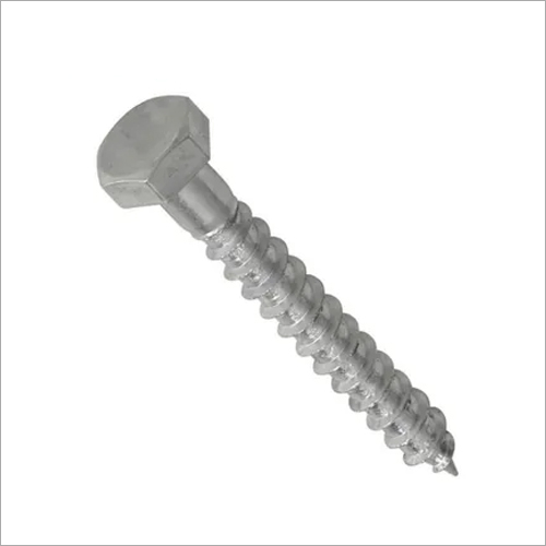 Stainless Steel Coach Screw - Hex Head, Medium Corrosion Resistance | Polished Silver Finish, Ideal for Industrial and Wood Applications