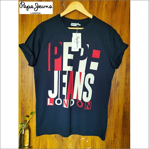 Mens Round Neck Blue T-Shirt