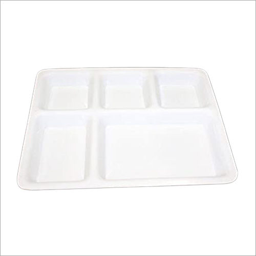 White 5 Partition Dinner Plastic Plate