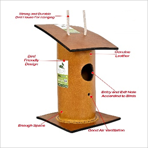 Bamboo Shape Bird House - Natural Leather, 14.5X15X23.5 Inches, Brown | Eco-Friendly Design, Easy to Assemble, Ideal for Home or Garden
