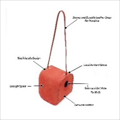 Folding Bird House Hanging Support - Natural Leather, 13.5x13.5x14 cm , Brown Color, Polished Finish for Home & Garden Use
